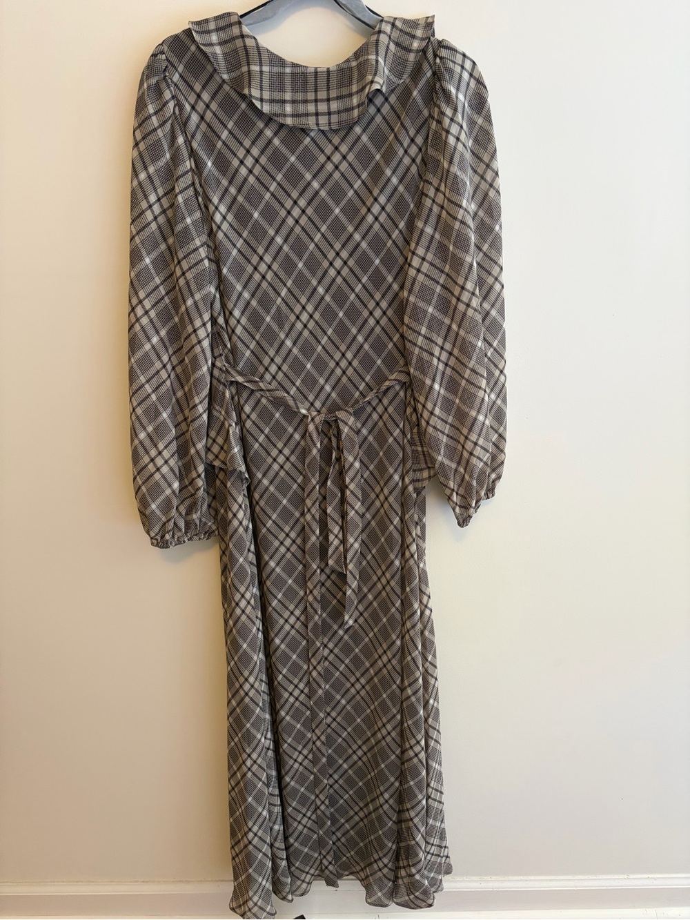 Taylor Long Plaid Ruffle-Front Dress - Picture 4 of 7